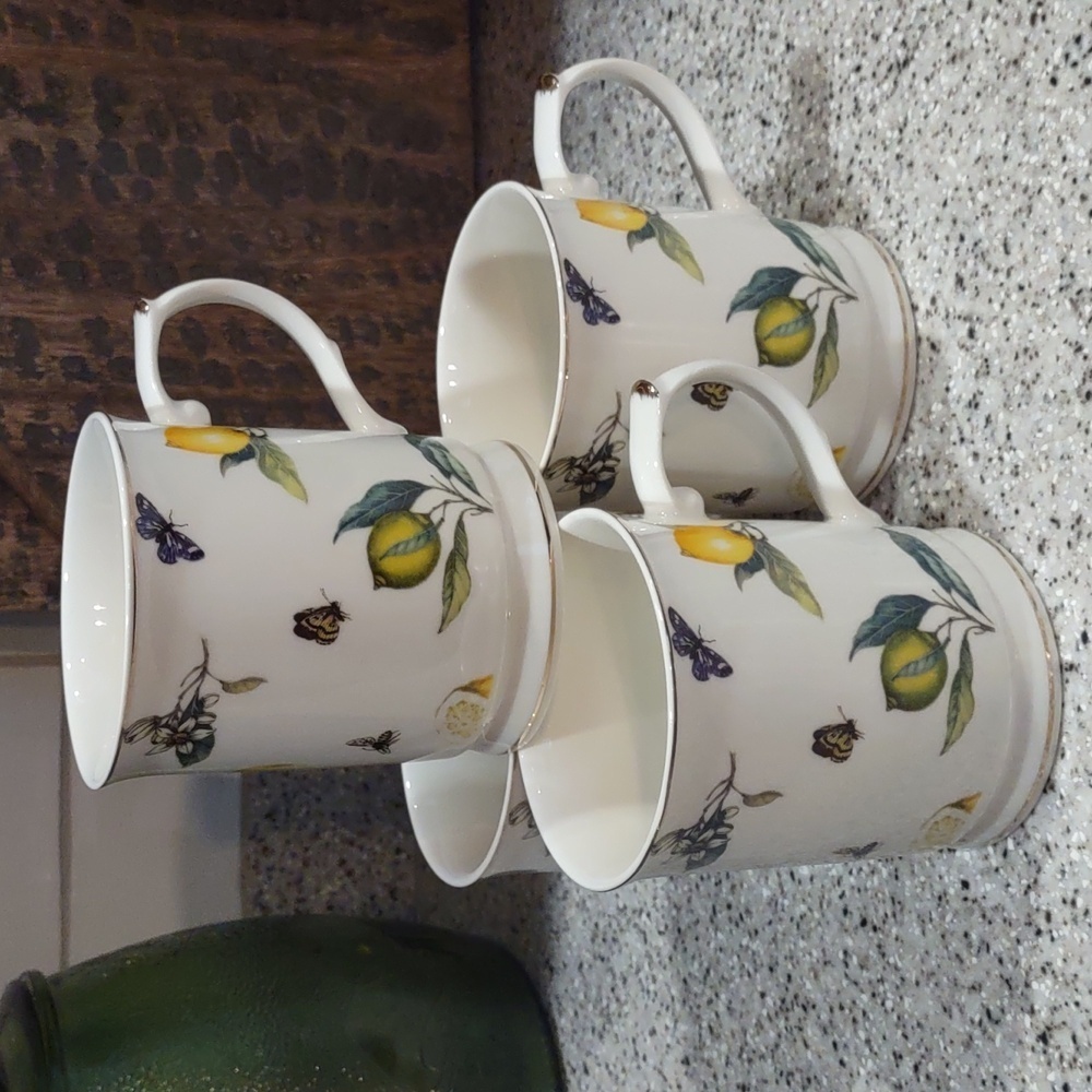 Grace Teaware Lemon Bee Butterfly Mugs Set Of 4